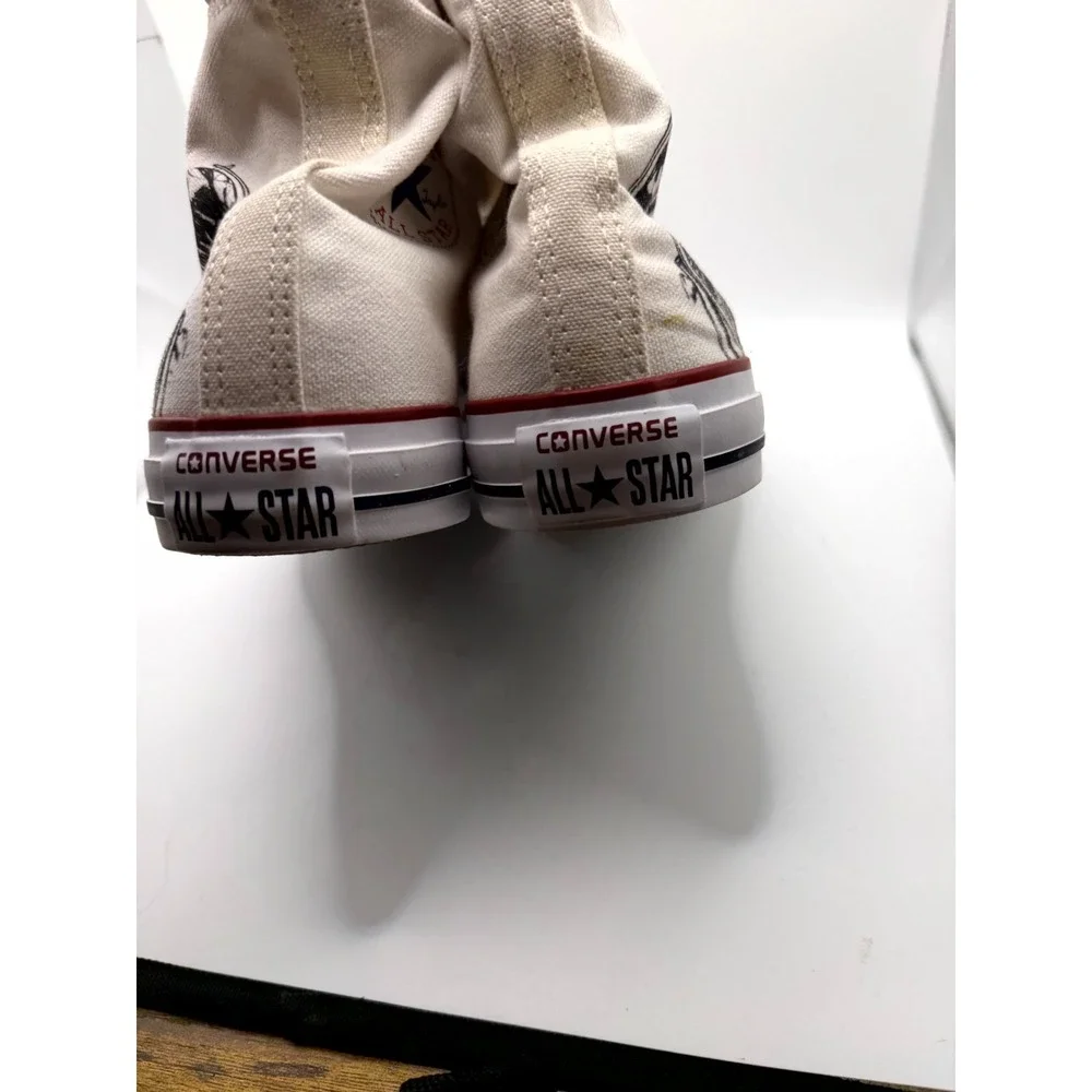 Converse Chuck Taylor All Star Hi M7650 White Globe Print Mens 8.5 Womens 10.5
